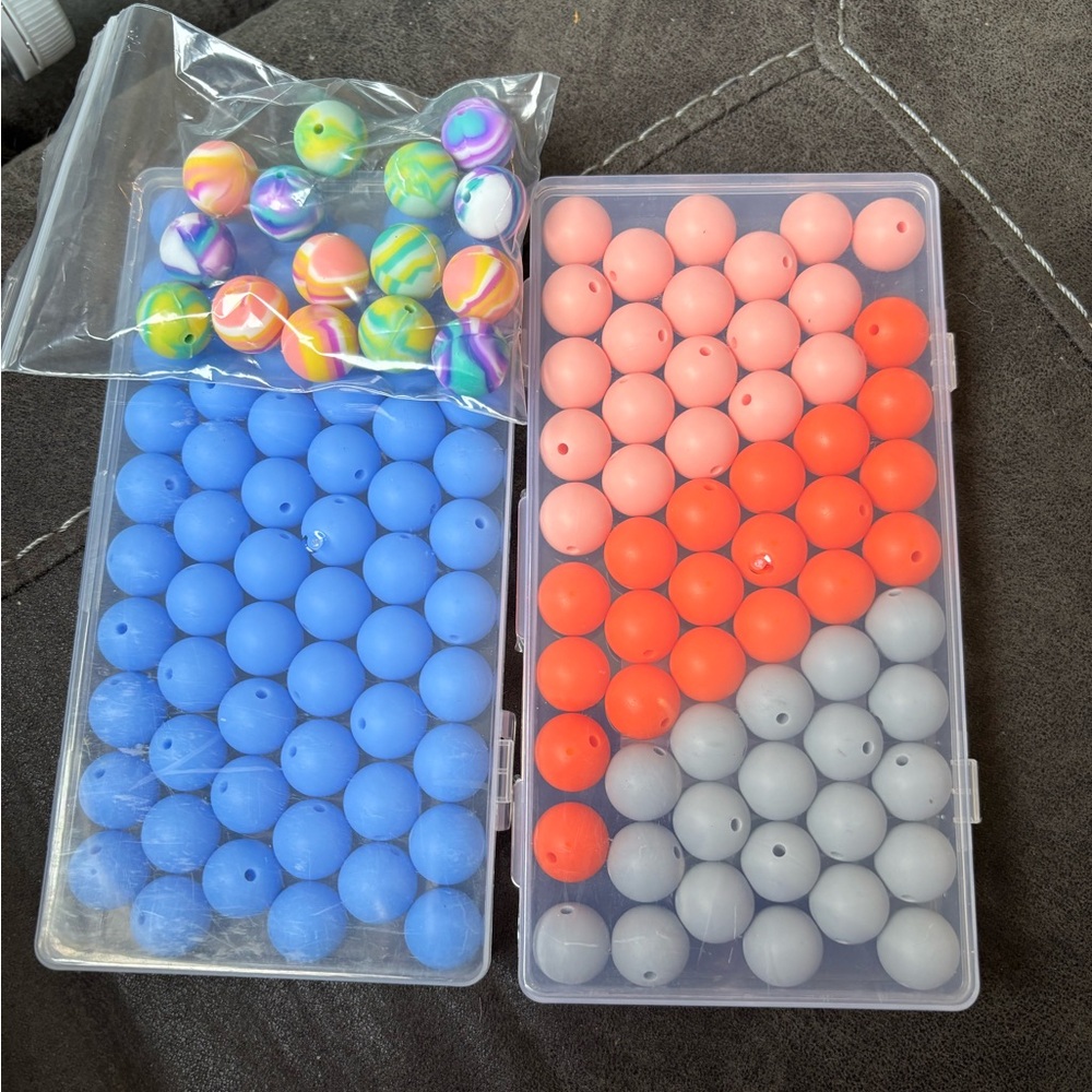 Beads “Silicone” for crafting/making jewelry. NEW in original storage container.